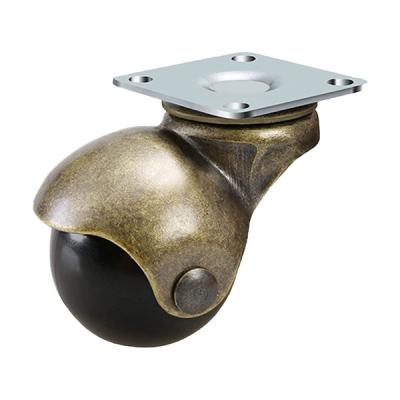 China 1.5 Inch Ball Swivel Plate Caster Wheels Antique Brass For Furniture for sale