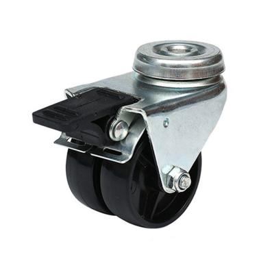 China 2 Inch Twin Wheels Lockable Nylon Caster Wheel For Heavy Equipment for sale