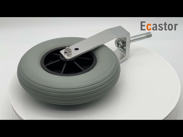 200mm Grey PU Foam Thread Stem Wheelchair Caster For Medical Wheels