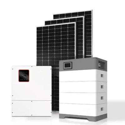 China Lithium Battery Energy Storage Systems Complete 8 Kw 10 Kw 12kw 15kw Solar Hybrid System Off Grid Solar Panel System for sale