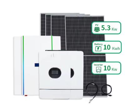 China 5kwh 7kwh 10kwh Solar Panel Kit Set On Off Grid Inverter Price Power Home Solar Energy System For Home à venda