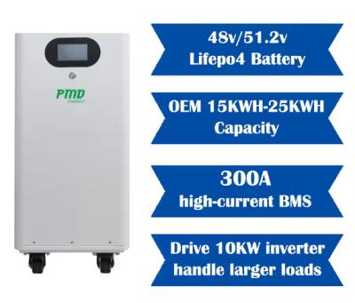 China 48V 51.2v 20kwh 15kwh 25kwh Solar Energy Lithium Battery 100Ah 300ah 500ah 400ah Home Energy Storage Lifepo4 Battery à venda