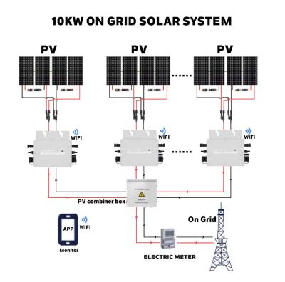 China Solar Power Generation Solar Energy 10KW PV Roof Mounting Micro Inverter WiFi On Grid Solar Power System Te koop