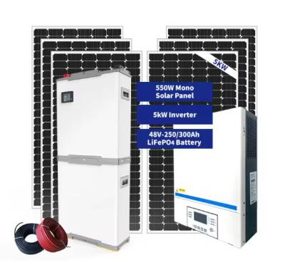 China 5000w Kit de painel solar Gerador de energia 5KW Off Grid Sistemas de energia solar 10kw Central de energia solar à venda