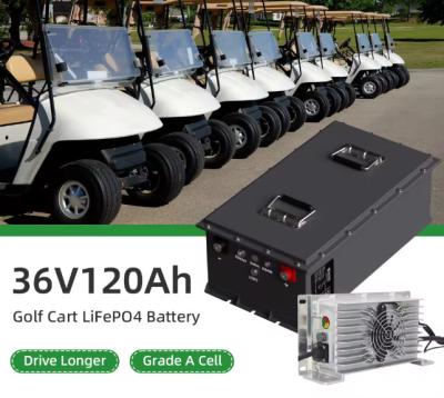 China 4.6 KWh 36V 120Ah Golf Cart Club Car Four Wheels Electric Lithium Iron Phosphate Lithium Battery With Display Charger for sale