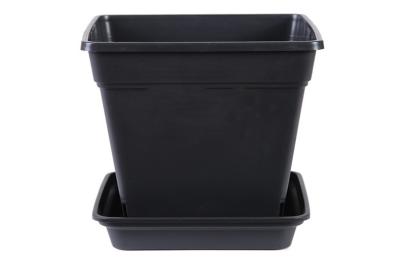 China Horticultural Anti Extrusion Blown Plastic Farmhouse Flower Pots With Resin Chassis for sale