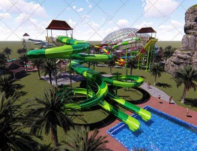 China FRP Fiberglass Water Slide 178m Length Super Spiral Slide For Aquatic Park en venta