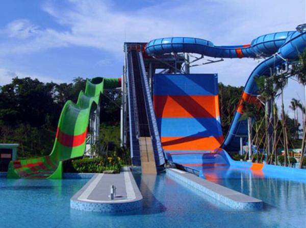 Quality High Hardness Fiberglass Water Slide 18.2m Height Family Raft Water Slide for sale