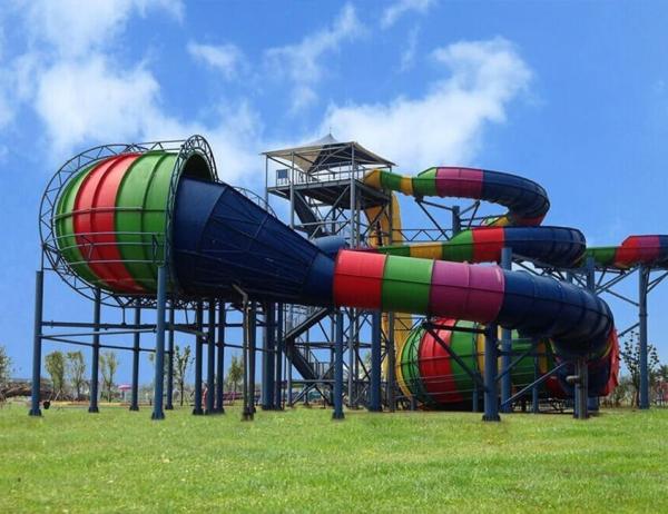 Quality Fiberglass Water Theme Park Equipment Python Water Slide 60m X 40m for sale