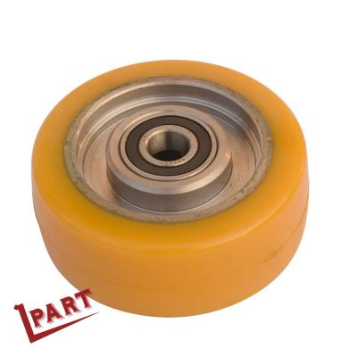 China OD 100mm Forklift Drive Wheel Polyurethane Caster Wheels With Ball Bearings for sale