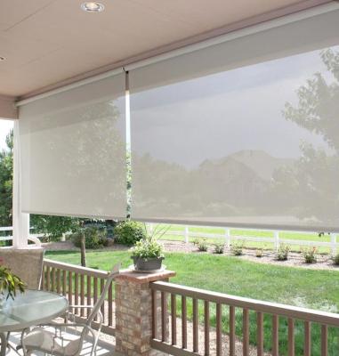 China Anti Dust White Blockout Roller Blinds Motorized 100% polyester for sale
