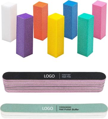 China Custom Logo White Pink PE EVA Sponge  80/100/180 Grit Polishing Foam Nail File Double Sided Tape For Mini Nail File for sale