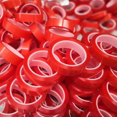 China Acrylic Transparent High Bond Tape Double Sided Waterproof Traceless 10mm Red Film for sale