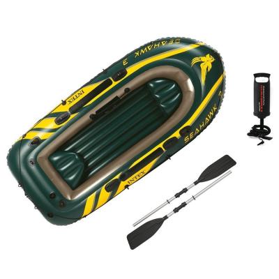 China PVC Intex 68380 Excursion Seahawk 3 Person Oars and Pump Inflatable Canoe Fishing Raft Boats Set for sale