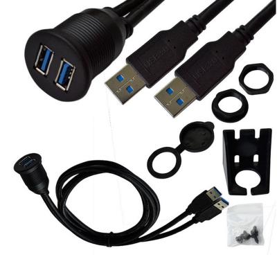China OEM Car Dashboard USB Extension Cord USB3.0 A Female Connector One End for sale