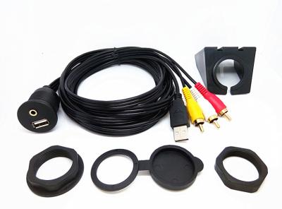 China Copper Cable Conductor usb and 3RCA Car dashboard Usb Data Cable Custom Length With Mounting Panel for sale