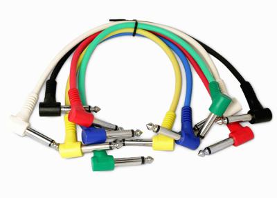 China Colorful 6pcs Audio Visual Cables , Electric Guitar Cable 90 Degree 6.35mm for sale