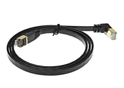 China 1 M Right Angle Cat 6 Ethernet Network Cable / Flat Patch Cord Black Color for sale