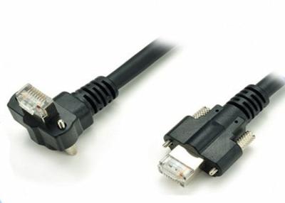 China Black CAT 6 SSTP Camera Data Cable / Right Angle Cable M2 Nickel Plated Screw for sale