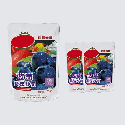 China Blueberry Tin Tomato Paste 70g Bagged Tomato Pulp Original Flavor for sale