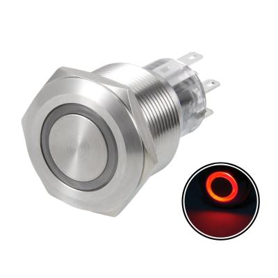 China 125VAC 22mm Momentary Metal Push Button Switch On Off 1NO1NC for sale