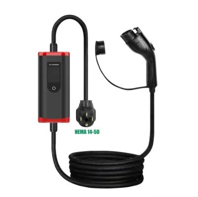 China Customized IP65 16A-40A Adjustable SAE J1772 Type 1 Portable EV Car Charger Portable Charging Station for sale
