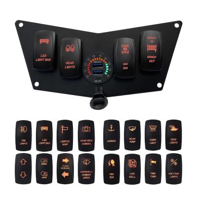 China Custom Make 4 Gang Boat Waterproof Switch Panel With Voltmeter Dual USB Socket for sale