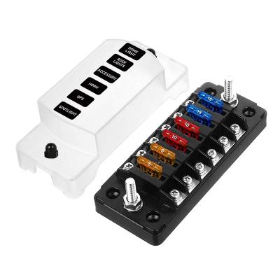 China 12V-24V DC 6 Way Fuse Block With Negative Bus Atc/Ato Standard Automotive Fuse Boxes for sale