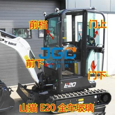 China E20 Excavator Glass Front Gear Lower Door Push Up And Down Window Rear Gear Hook Machine Toughened Glass for sale