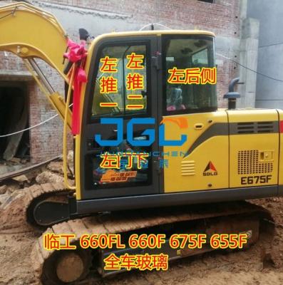 China Excavator 660 680 690E F Front Gear Sliding Window Door Lower Rear Gear Door Rear Tempered Glass for sale