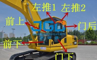 China PC200 210 220 240-8MO Excavator Front And Rear Doors, Left And Right Laminated Windshield for sale