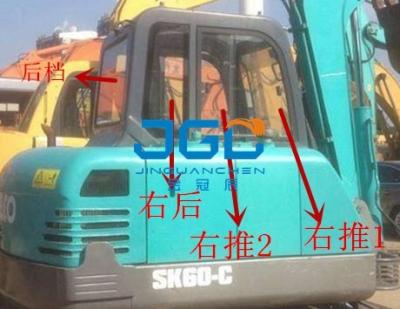 China SK60C Excavadora parada delantera parada trasera puerta de vidrio claraboya ventana superior e inferior en venta