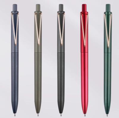 China Signature Pen Business Professional Pen High end Metal Pen with Clip Press type Advertising Pen V-shaped Ball Pen  for sale