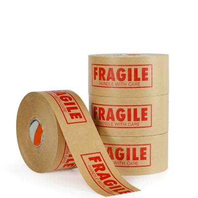 China BSCI Custom Fragile Printed Gummed Brown Kraft Paper Adhesive Tape For Packaging for sale