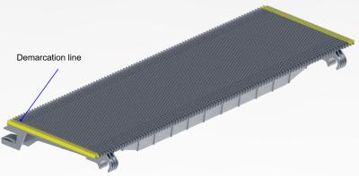 China Tipo de escada rolante de etapa 400 de Grey Aluminum Pallet With 2 dos lados linha 1400 de delimitação amarela à venda