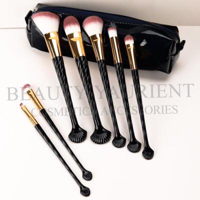 China Antibacterial Face Makeup Brush Set 7piece With Fishtail Plastic Handle for sale