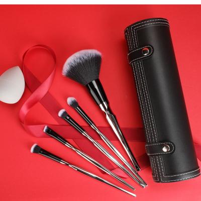 China PBT hair X Shape 5pcs Makeup Brush Set With Cosmetic Case Beauty Makeup Tools for sale
