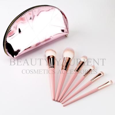 China 6pcs Private Label Makeup Brushes Custom Logo Synthetic Hair With Cute Bag for sale
