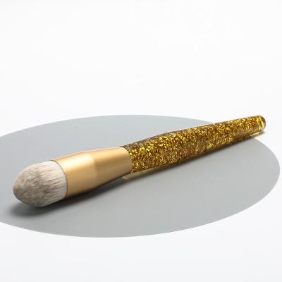 China OEM Short Round Domed Liquid Foundation Makeup Brush With Longer Glitter Handle for sale