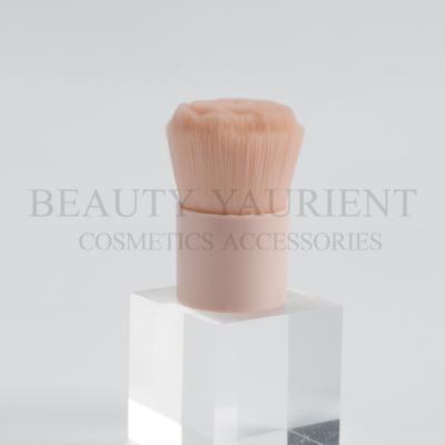 China Flower Hair Plastic Handle Fluffy Foundation Makeup Brush Flat 25mm Diameter for sale