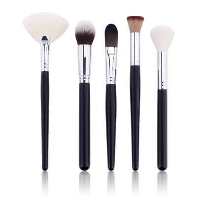 China Pbt Hair 5pcs Makeup Brush Set With Matte Finish Silver Brass Ferrule for sale