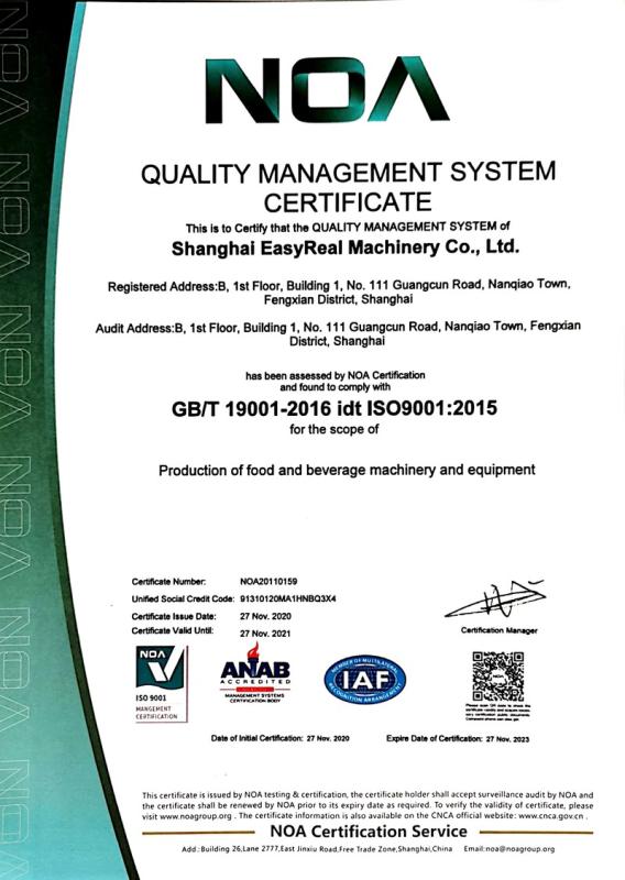 ISO9001 - Shanghai Easireal Technologies Co., Ltd.