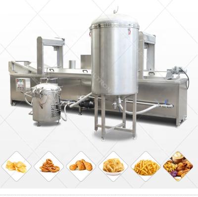 China Energy Saving Continuous Fruits and Vegetables Frying Machine Finger Chips Fryer Filter Machine for sale