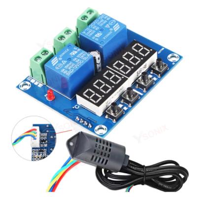 China LED Digital Thermostat Temperature Humidity Thermometer Hygrometer Controller Relay Module Dual Output for sale