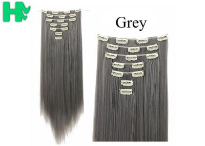 China 12'' - 30'' Grey Clip In Synthetic Hair Extensions For Black Women for sale