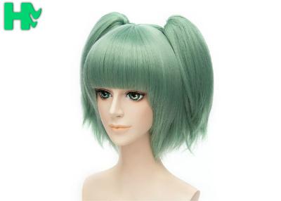 中国 日本製アニメの緑のCosplayの厚くかわいいかつらの耐熱性かつらCosplay 販売のため