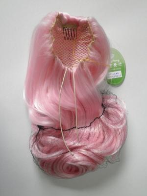 China Pink Wigs Ponytails Hair Pieces Curly 24 Inches , Fake Hair Pieces For Women for sale