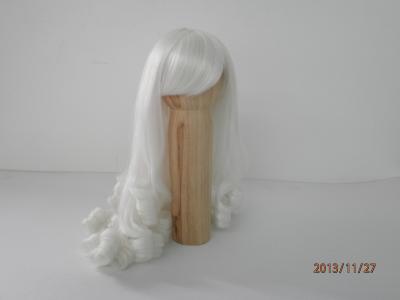 China Customized White Doll Hair Wigs Tangle Free Synthetic Hair Wigs for sale
