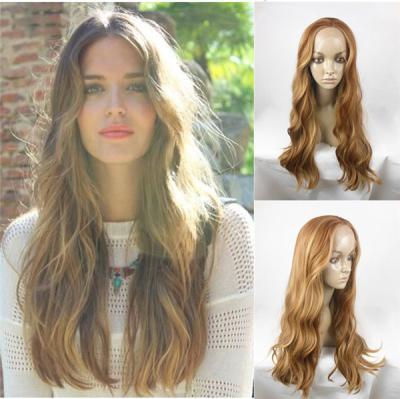 China High Temperature Fiber Synthetic Front Lace Wigs Human Hair Dark Brown for sale