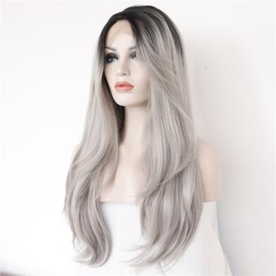China 5A Ombre Synthetic Front Lace Wigs Natural Hair Line Deep Wave for sale
